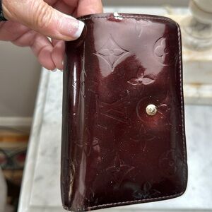 Louis Vuitton Vernice, Burgundy, wallet plus Red. miu miu long wallet